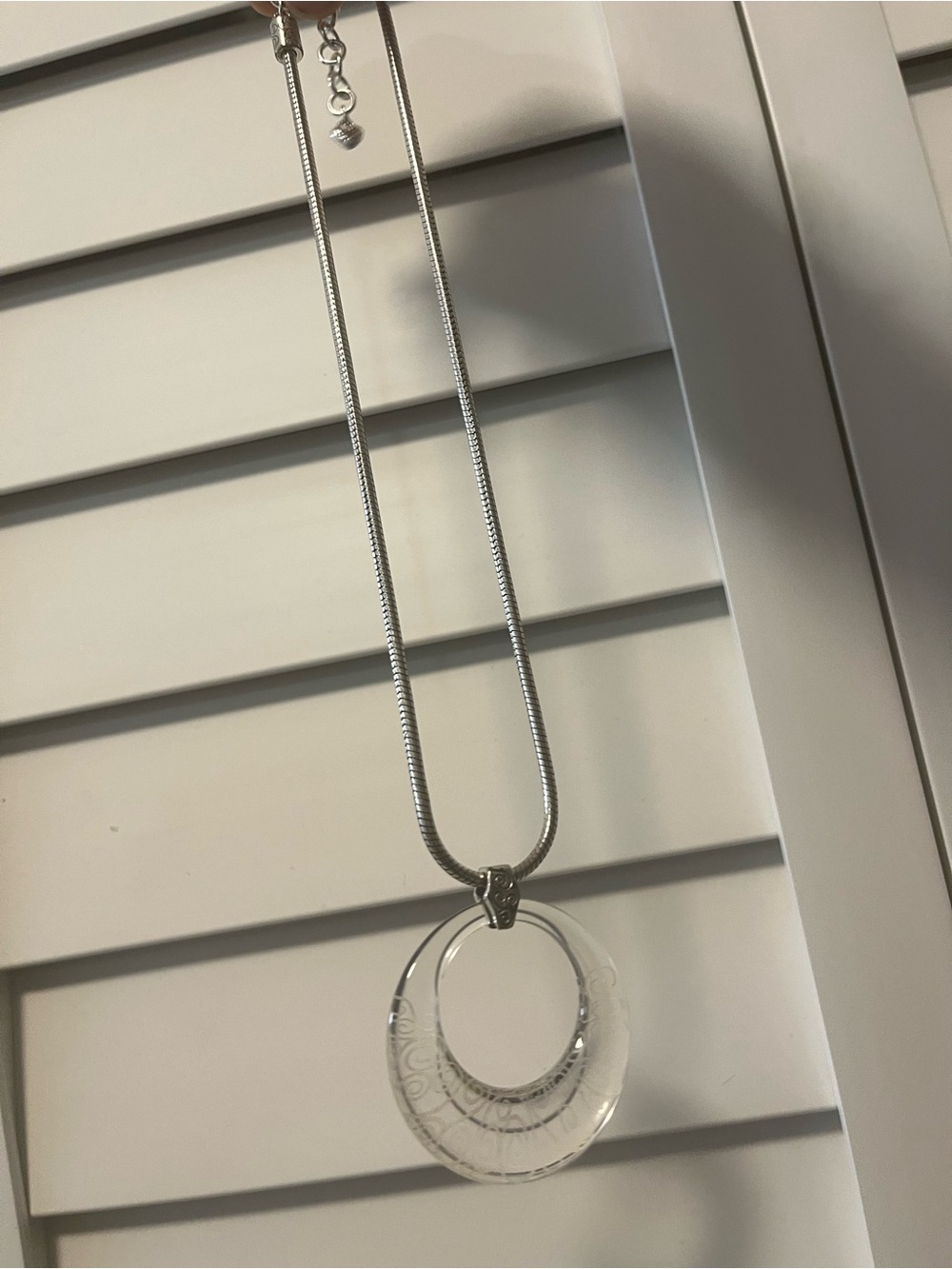 3 pc Silver-Tone Necklace with Clear Circular Pendant - Women Jewelry